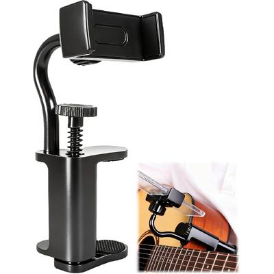 Soporte para Teléfono de Guitarra, Soporte Ajustable y Giratorio para Guitarras, Ukeleles y Bajos, Atril Manos Libres
