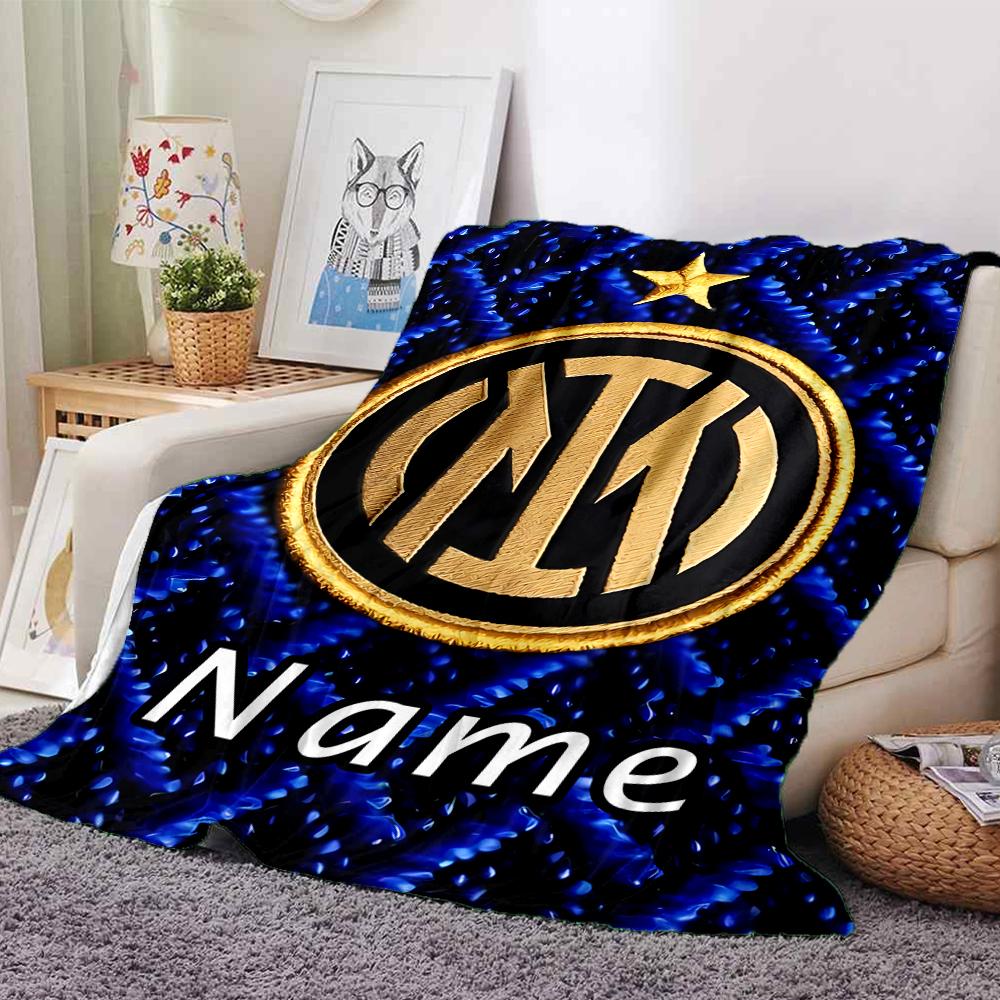 Personalisierbare Decke mit Name, Inter Mailand, Weich & Warm, für Sofa, Büro, Bett, Reise, Mittagspause, Geschenk, Geeignet für Alle Jahreszeiten