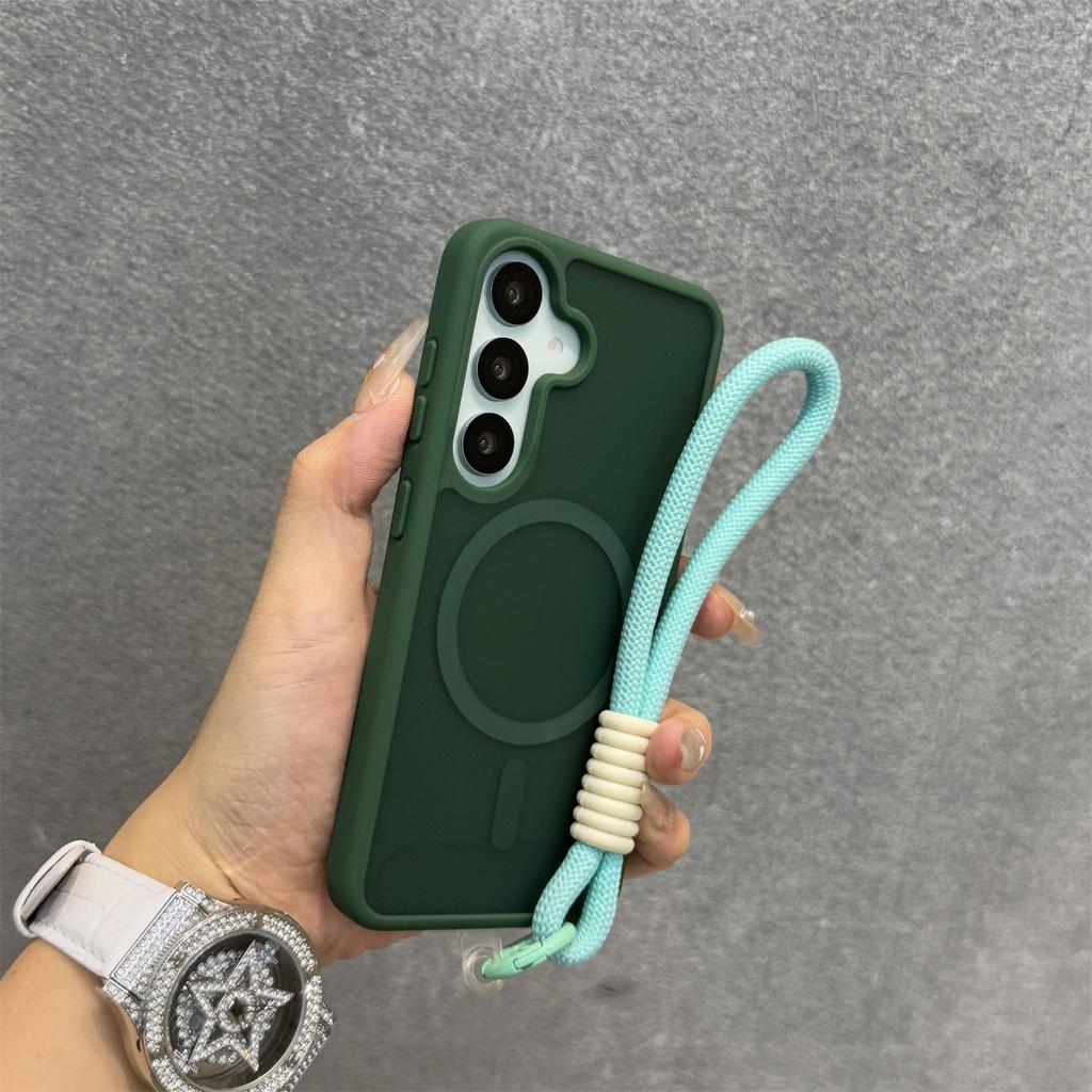 Matte Magnetic Hand Wrist Strap Case for Samsung Galaxy S26 S25 Ultra S24 Plus S23 FE A56 A55 A16 A54 A35 A15 Lanyard Slim Cover