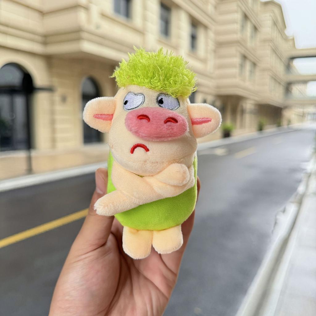 Animal Adorable Keychain Funny Green Hair Plush Animals Angry Pig Doll Pendant Backpack Decoration Soft Stuffed Toy Gift