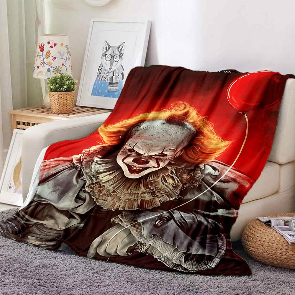 1 Stück It "Clown" Flanell-Kuscheldecke - HD-Druck Leicht Weich Warm Ganzjahresdecke für Sofa, Bett, Reisen, Camping 014