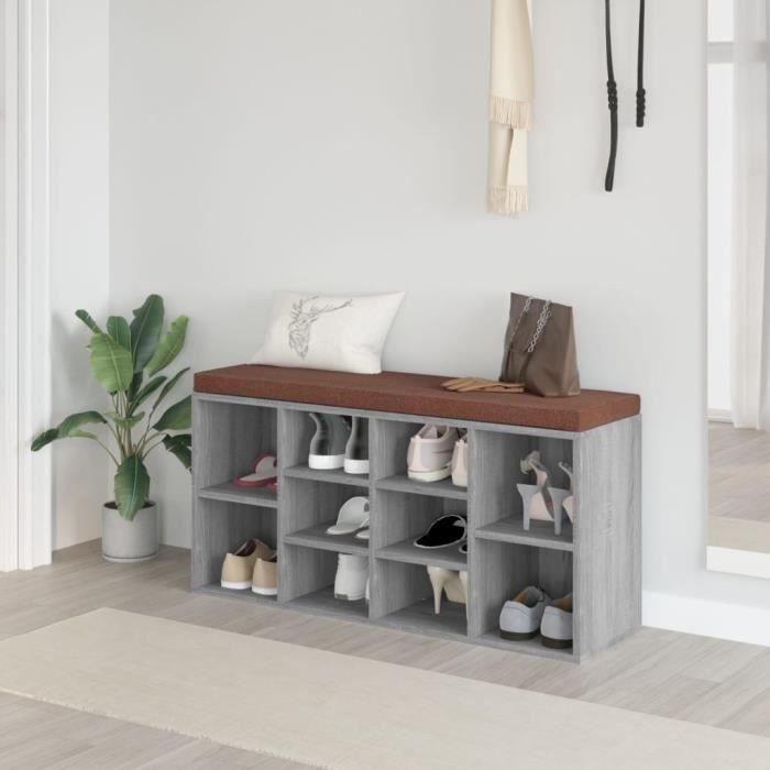 VidaXL Banc à chaussures Sonoma gris 103x30x48 cm Bois d'ingénierie 342613