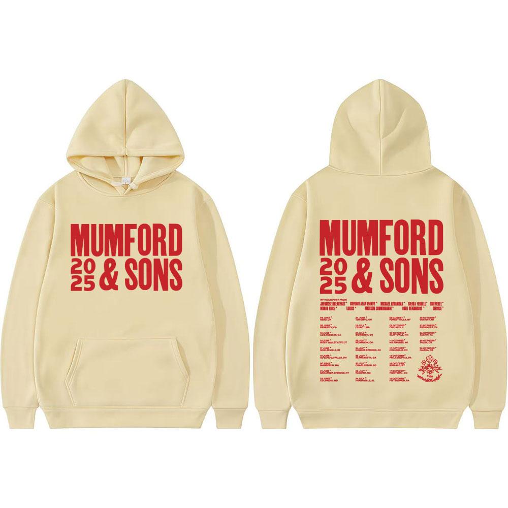 Mumford and Sons 2025 Tour Merch Hoodie Streetwear Herren Damen Harajuku Langarm Hoodies Lässiger Retro-Stil Komfort Sweatshirts
