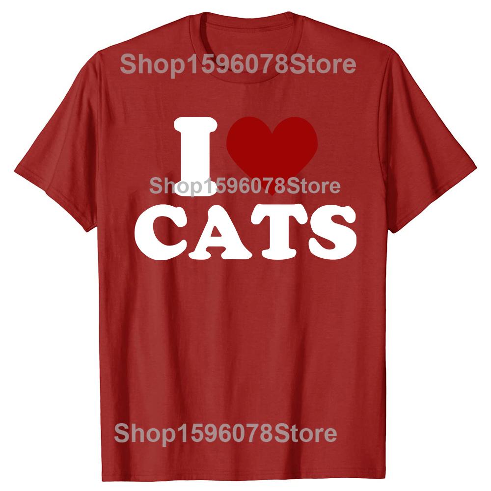 Ich liebe Katzen Ich liebe Katzen 100% Baumwoll-T-Shirts Herren Damenmode Print T-Shirt Locker Übergroß Streetwear Hip Hop Unisex T-Shirt