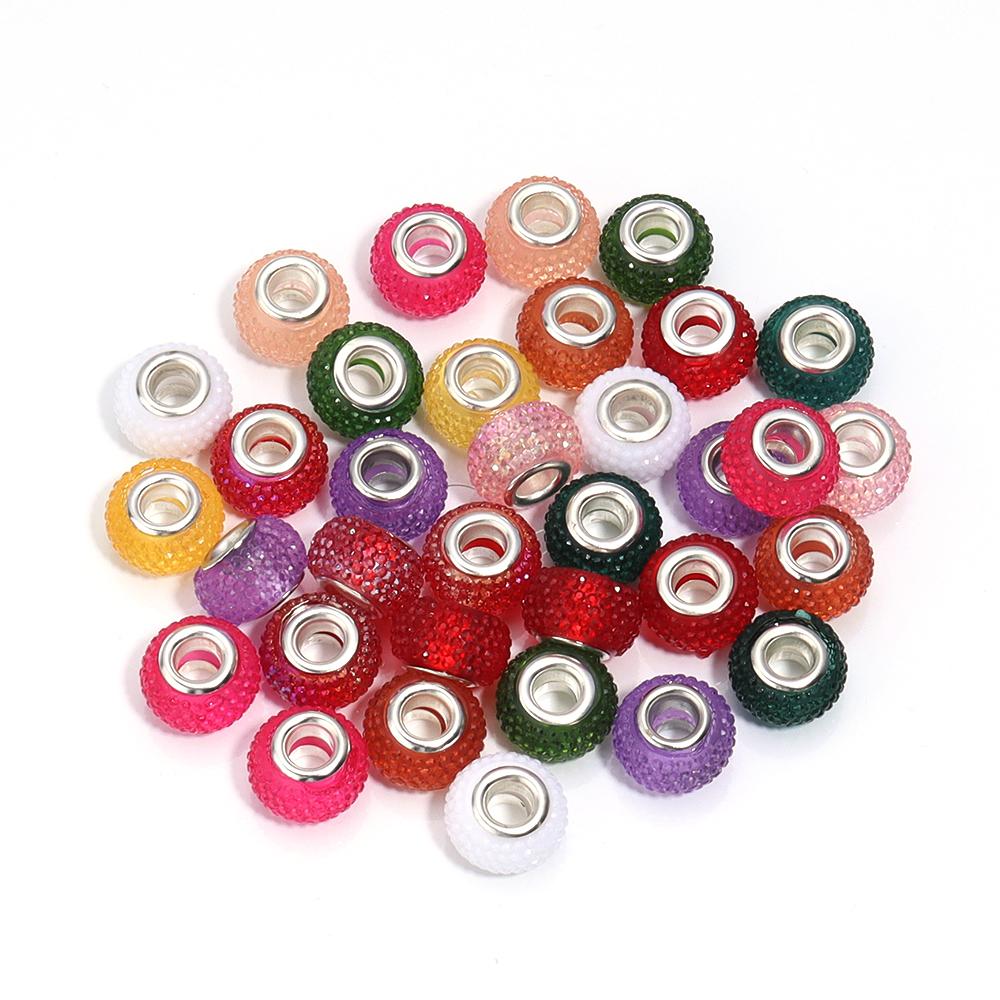 20Pcs 14×9mm Crystal Diamond Resin Beads Plated Colorful Large Hole Beads For Jewelry Making Accessories Diy Bracelet Earrings