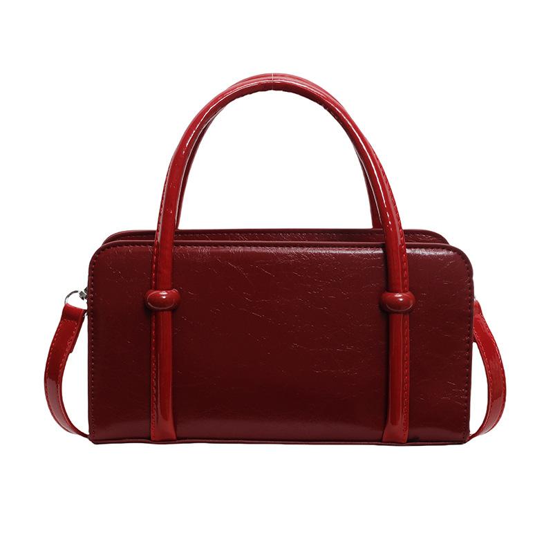 

Текстурная модная контрастная цветная сумочка женская новая модная простая на плечо через плечо маленькая квадратная сумка тренд бордовый