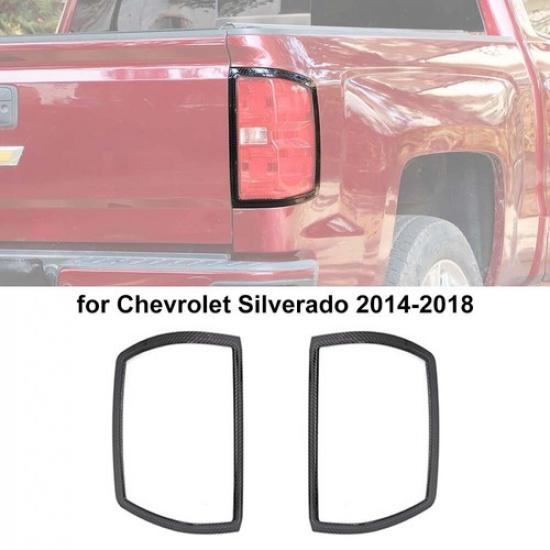 2 Stück Karbonfaser Rückleuchtenabdeckungen Lampenschutz Zierleisten für Chevy Silverado 2014-2018