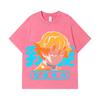 275 GSM Washed T-shirts 100% Cotton Demon Slayer V100 Zenitsu Print Unisex Heavy Cotton T Shirt