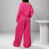 Casual Set Women's Solid Color Hoodie Sweatshirt Crew Neck Crop Top Knit Short Sleeve Long Sleeve Outfit