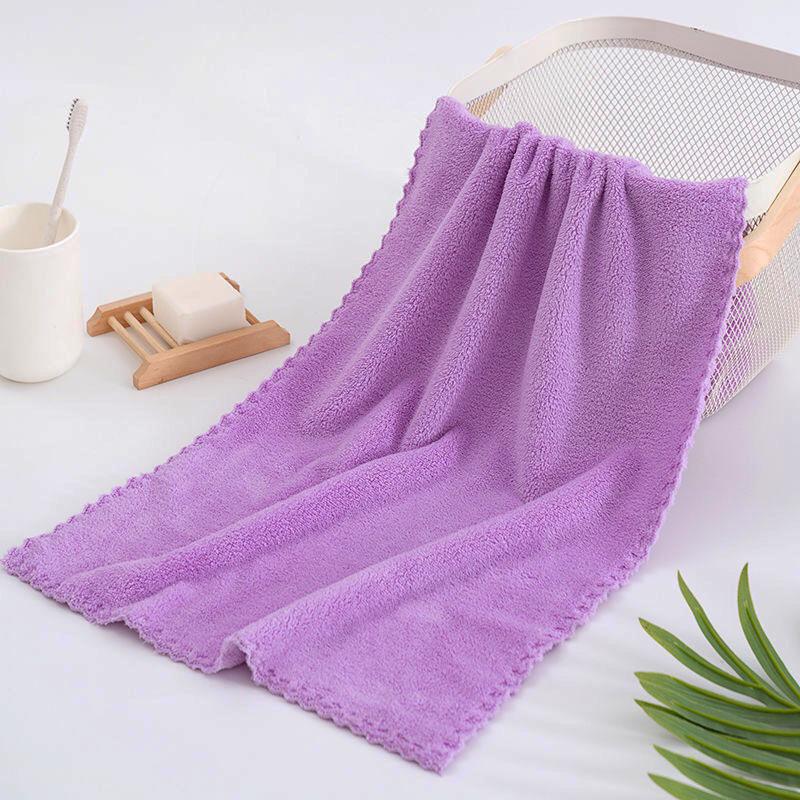 Toalha de Banho Macia de Coral Fleece Espessado - Absorvente, Cor Sólida, Perfeita para Adultos.