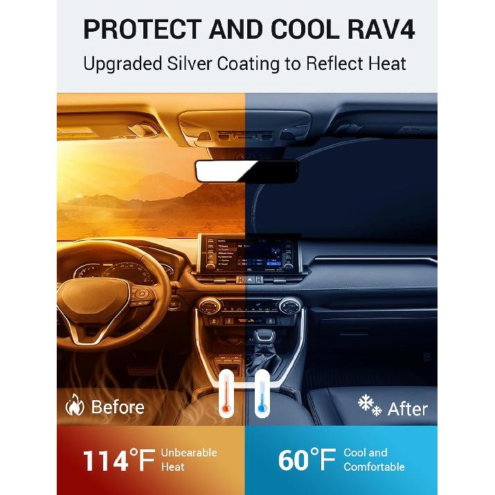 Proadsy 2025 Upgrade Front Windshield Sun Shade Foldable RAV4 Sunshade Protector Fit -2025 RAV-4 SUV Crossover, TRD Off-Road, LE XLE Premium Limited