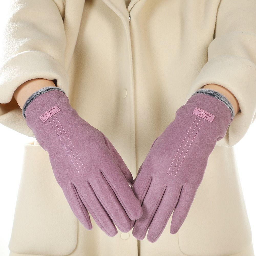 Solid Color  Gloves Keep Warm Women Mittens Sweet Winter Velvet Gloves  Riding