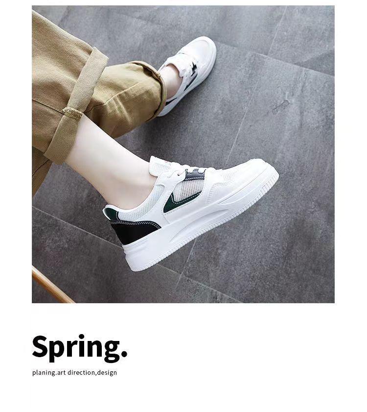 2023 Spring/Summer Women's White Leather Waterproof Casual Sneakers
