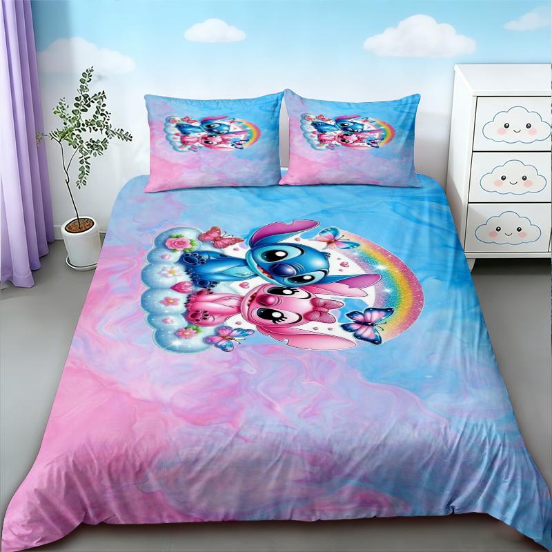 Cartoon Stitch 3pcs Duvet Cover Quilt Cover Bedding Set Queen King Twin Size for Children Bedroom Decor Birthday Gifts