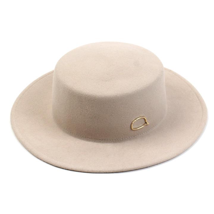 Yunibeosyeolkemiseuteuli Gold Bubble Flat Wool Ivory Fedora