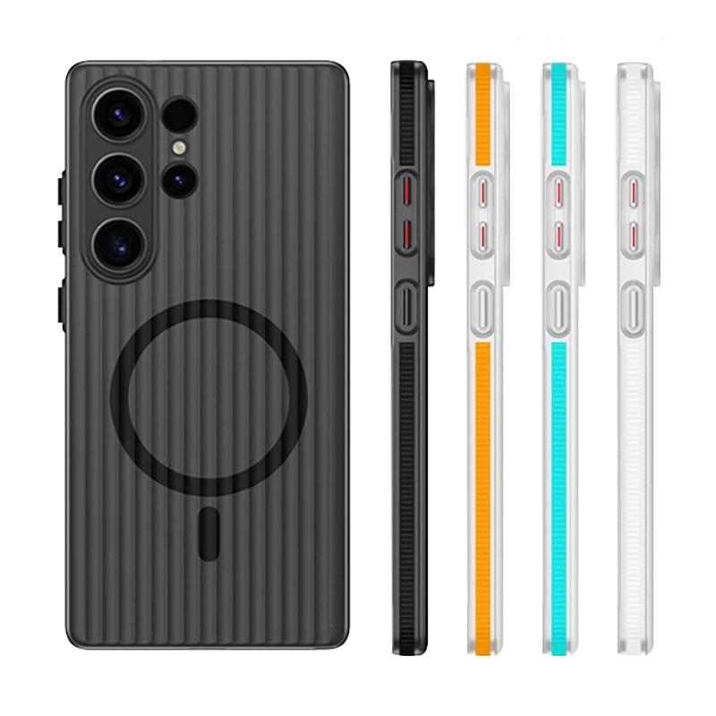 Anti-slip Corrugated Matte Clear Soft Case For Samsung Galaxy S26 S25 Plus S24 Ultra Original For Magsafe Magnetic Cover
