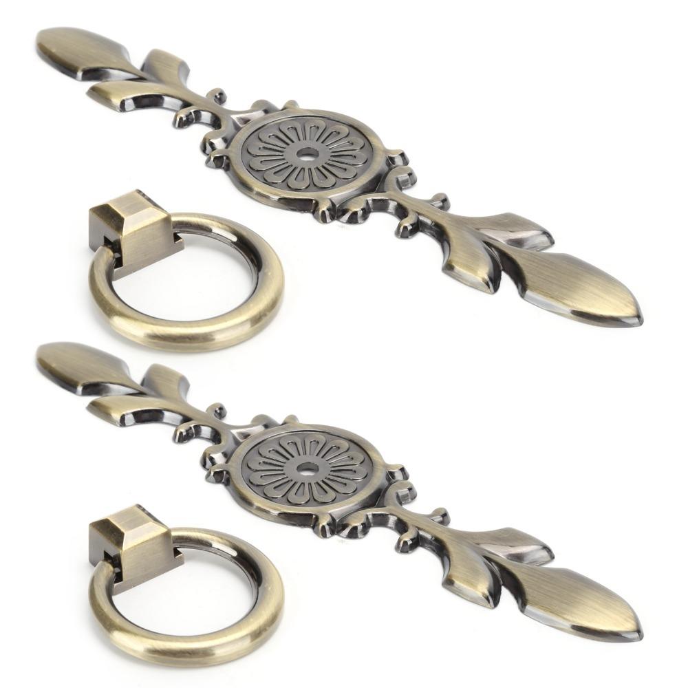 2pcs Zinc Alloy Ring Pull Handles Antique Bronze Drawer Handles Cabinet Knobs  Dresser Closet