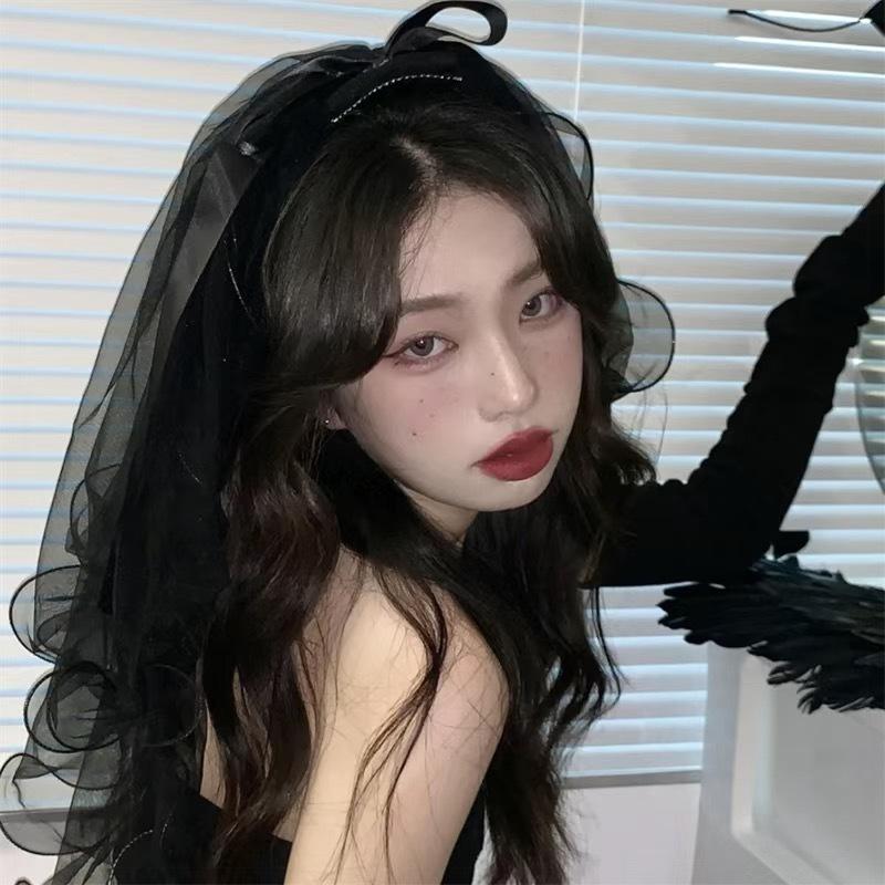 Halloween Geisterbraut Schleier Schwarze Schleife Handschuhe Weiblich Dunkle Cos Props