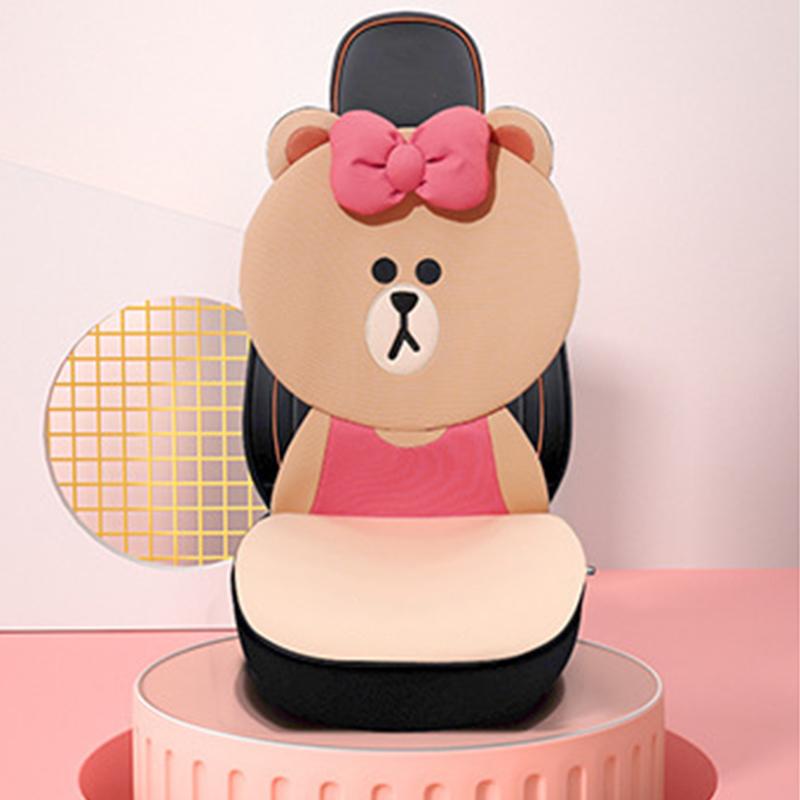 Car Cushion Breathable and Refreshing Cartoon Comfortable Car Seat Cushion for Car Light Brown Bear
