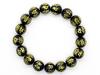 Seven Sanskrit characters gold carved onyx 12mm power stone prayer bead bracelet natural stone [Ishiki] [b286]