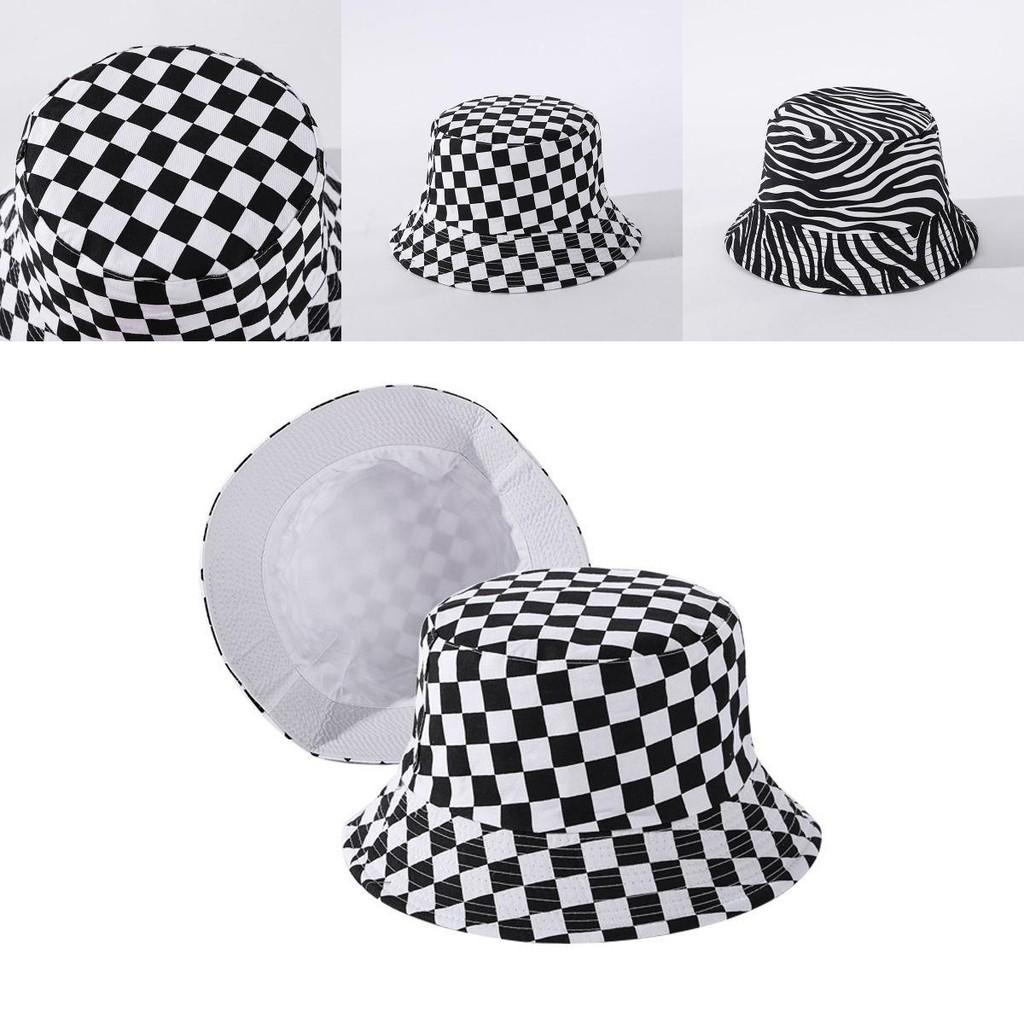 Versatile Black White Print Fisherman Bucket Hat Featuring A Fun Smiley Face Patch For Men And Women