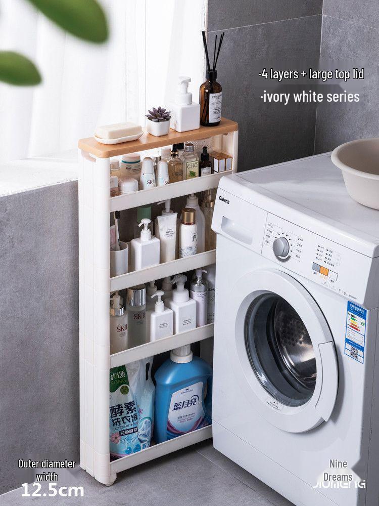 Ultra-Narrow 10CM Storage Rack with Wheels for Kitchen, Bathroom, Refrigerator Gap, and Living Room. Floor-Standing Cart.