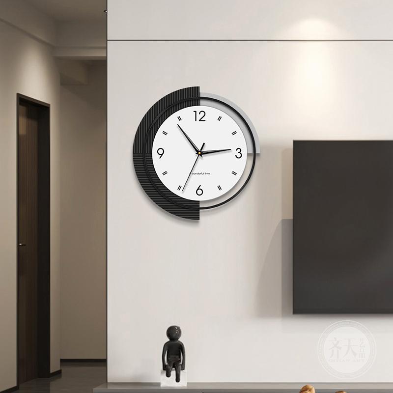 

New Luxury High-End Living Room Clock Painting Modern Simple Silent Wall Clock Creative Dining Room Wall Clock (as the picture,32x34cm)