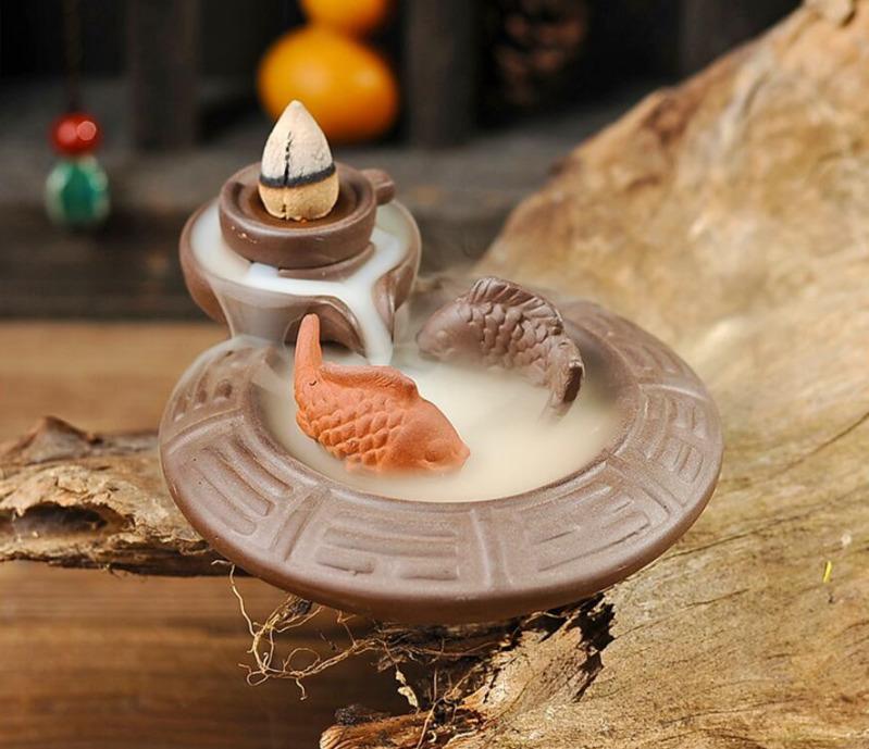 Creative Backflow Incense Burner Ceramic Incense Stick Holder Aromatherapy Censer For Home Office Living Room Teahouse