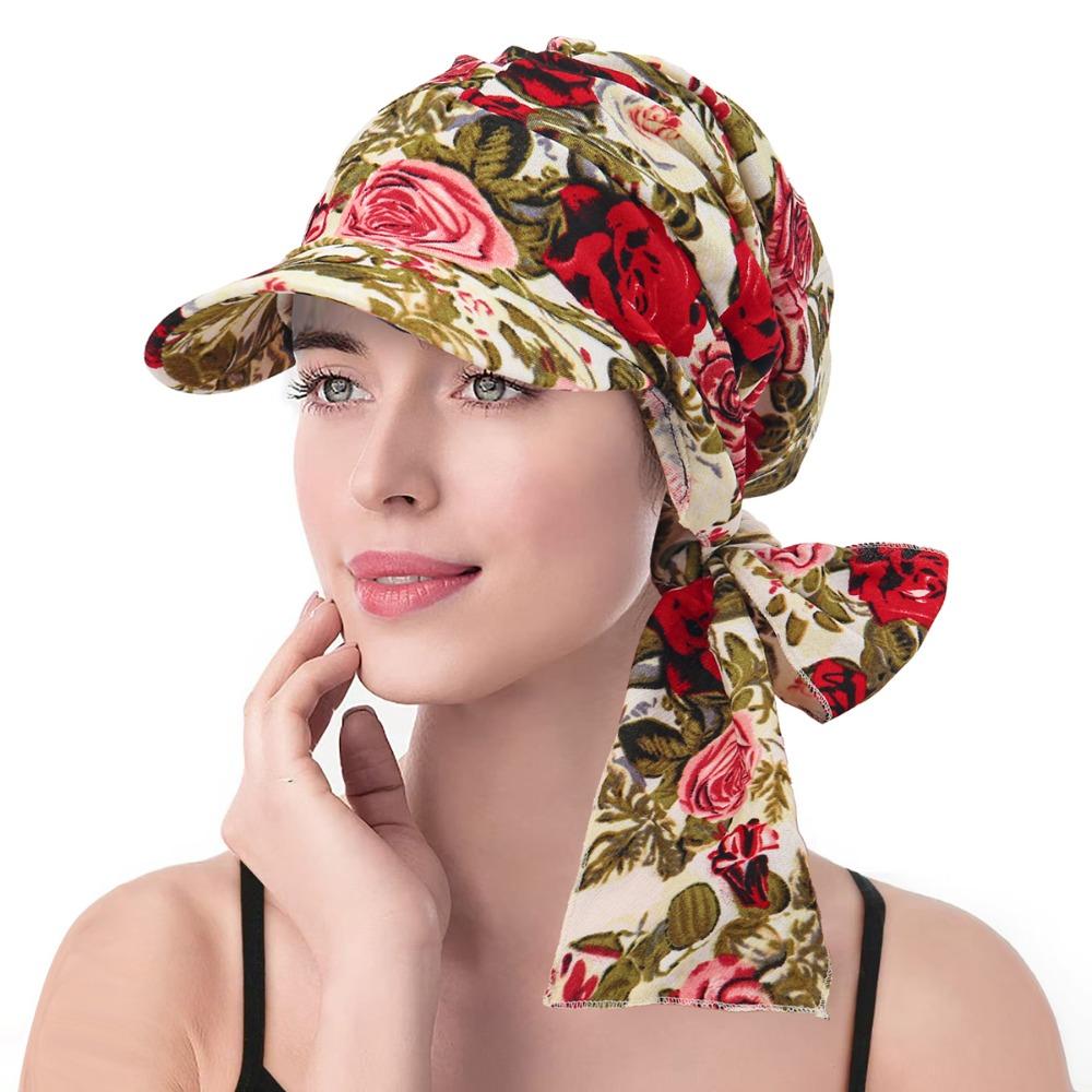 Print Women Hijab Caps Wrap Hair Ladies Headscarf Hat Fashion Turban Bonnet  Hide Hair