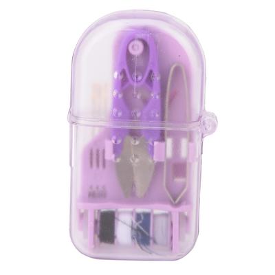 Boîte à outils de couture en plastique couleur macaron, exquise et portable, ciseaux à aiguilles(pourpre)