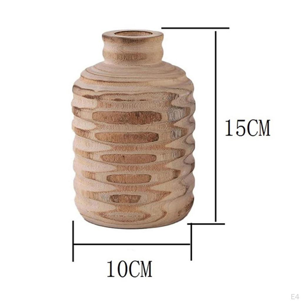 Farmhouse Wood Vase Flower Holder Centerpieces Decoration Dried Decorative for