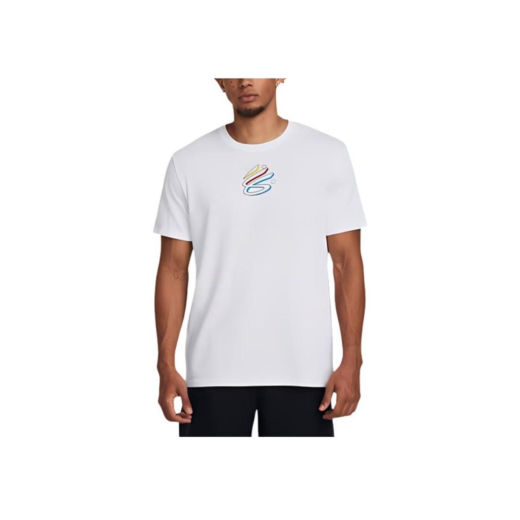 Under Armour Vintage Logo Ribbed Crew Neck T-Shirt Men Tops White 1383867-100