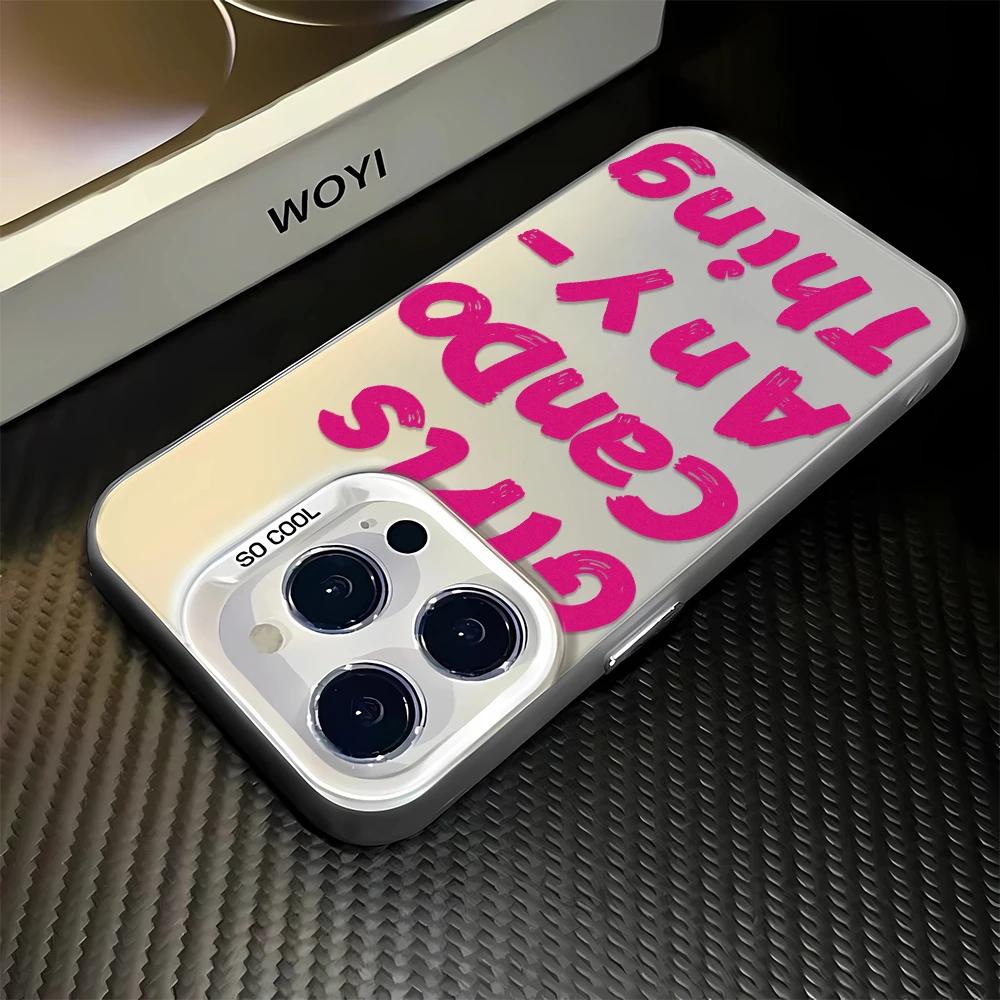 Rose Red English Letters Phone Case For lPhone 17 16Pro Max 15 14 13 12 11 Shockproof Bumper CoverCase Funda 16 Pro 15 14 Case