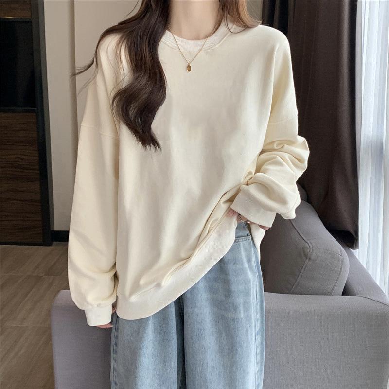 Autumn and winter fleece thickened sweater women's loose Korean version oversize long-sleeved top wear autumn clothes pullover jacket