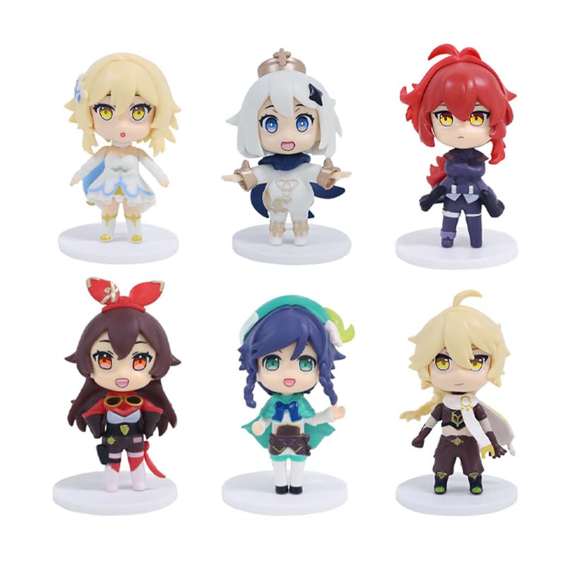 Cute Character Genshin Impact Blind Box Anime Game PC Case Gifts 6 Genshin Impact Figures In a Single Total of 6 [KRGNPLE] Figures, Accessories,