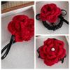 Knitted Wool Flower Hair Rope Wool Rubber Hair Tie Gift Rose Flower Hair Claw  Streetwear