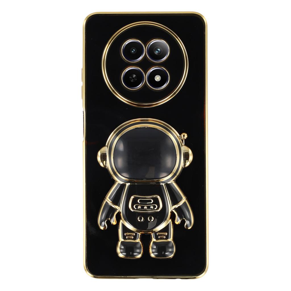 Etui dla Realme 12 5G Elektroplaterowane Miękkie TPU Pokrowiec na Telefon z Ukrytą Podpórką Astronauta