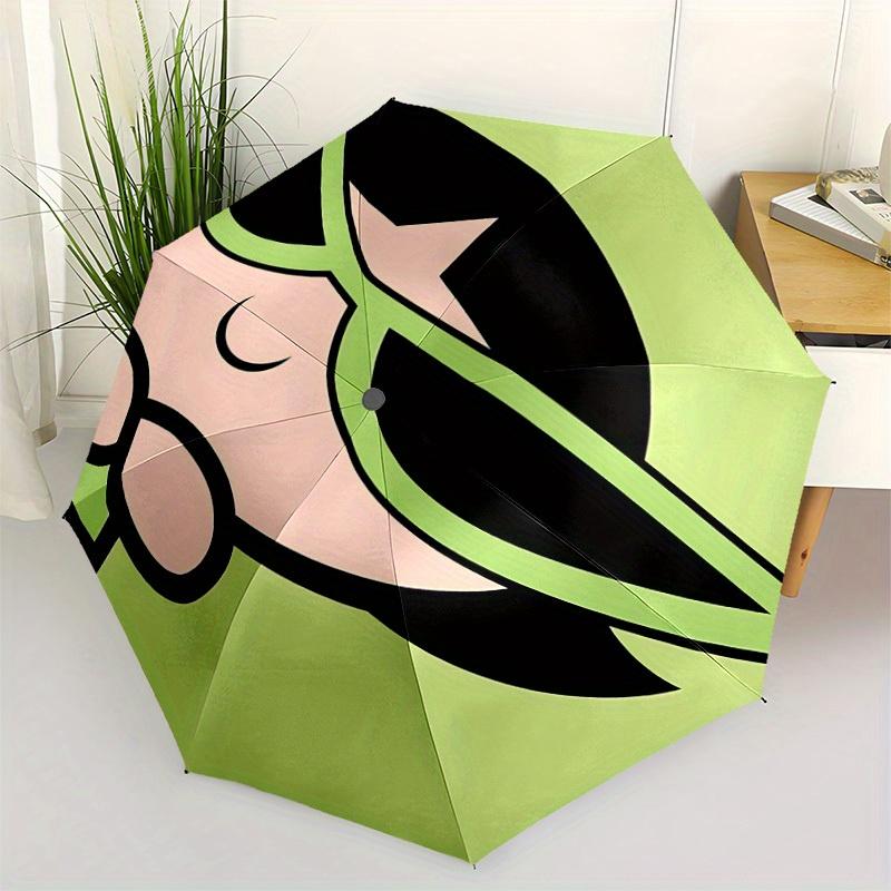 1pc Powerpuff Girls Automatic Folding Umbrella  Lightweight Design, Self-Opening/ Closing, Durable Windproof Travel Umbrella A0826042
