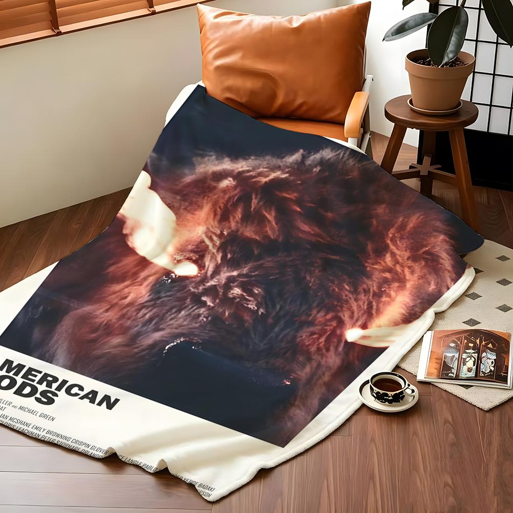 Novel A-American G-Gods Throw Flannel Cozy Print Blanket, Portable, Durable Machine Washable Cute Cool