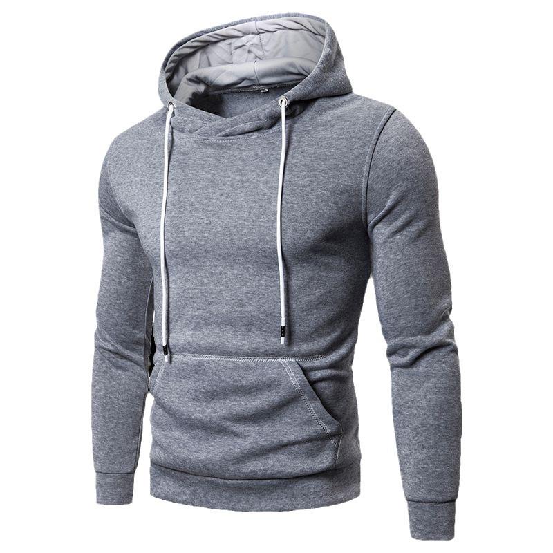2025 Men's Trendy Solid Color Hooded Sweatshirt - Autumn/Winter Versatile Casual Pullover