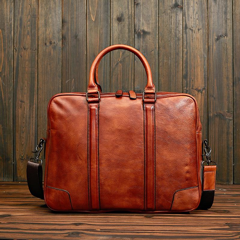 Genuine Leather Men s 15-Inch Crossbody Briefcase and Laptop Bag 40cm x 9cm x 30cm