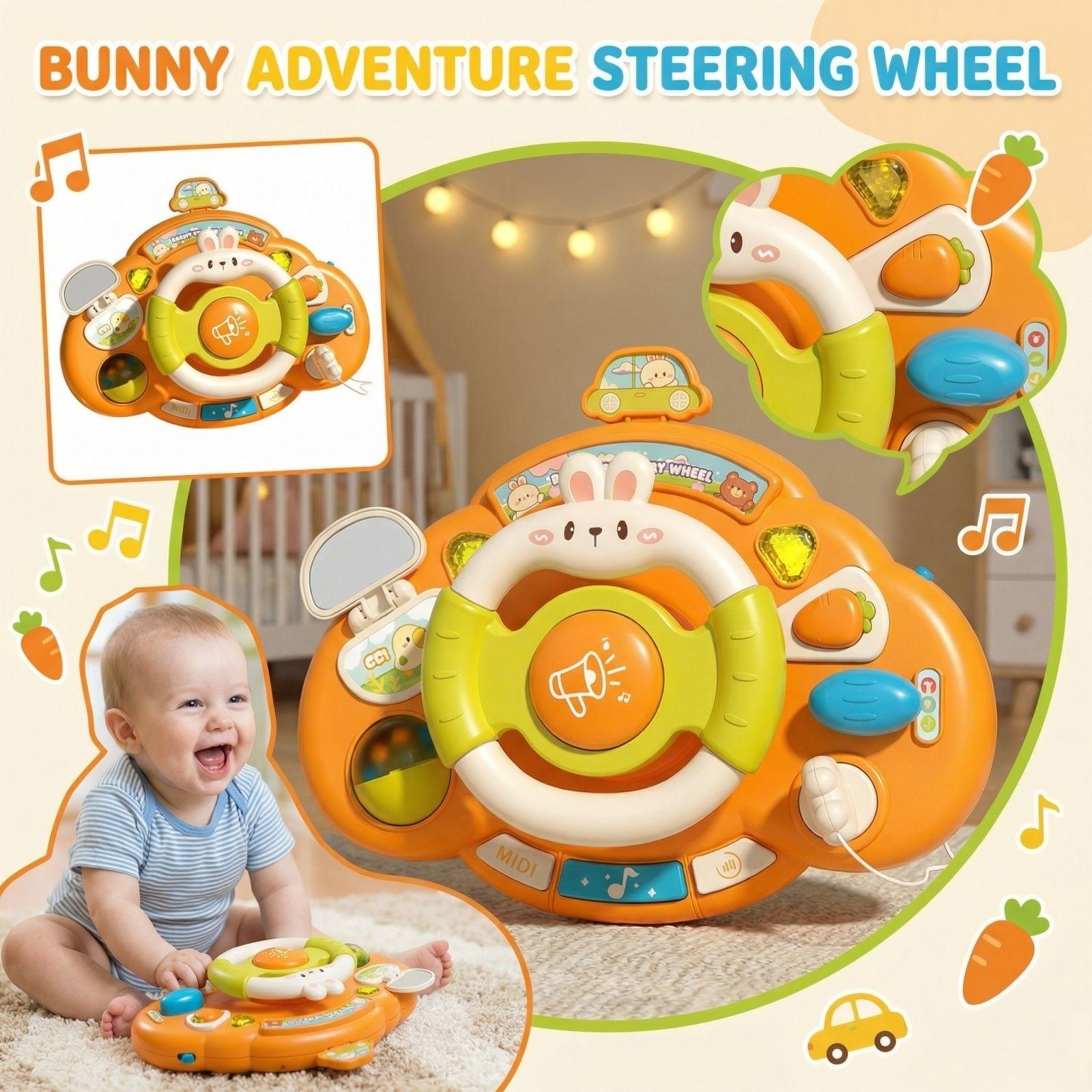 Children s Multifunctional  Punny Steering Wheel Puzzle Toy, Early Education Puzzle Sound And Light Busy Board Toy One Size
