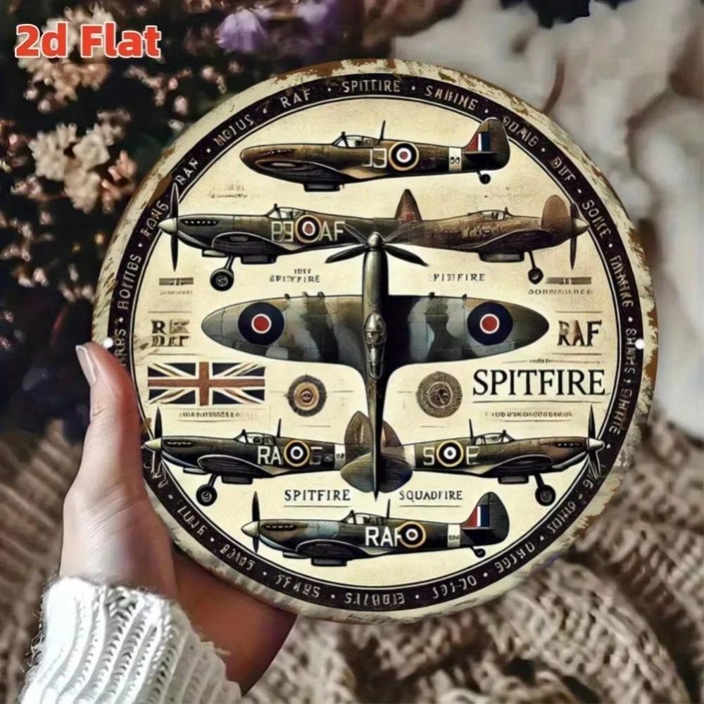 Vintage RAF Aircraft Metal Tin Sign Wall Art Spitfire Hurricane Mosquito WWII Plane Decor
