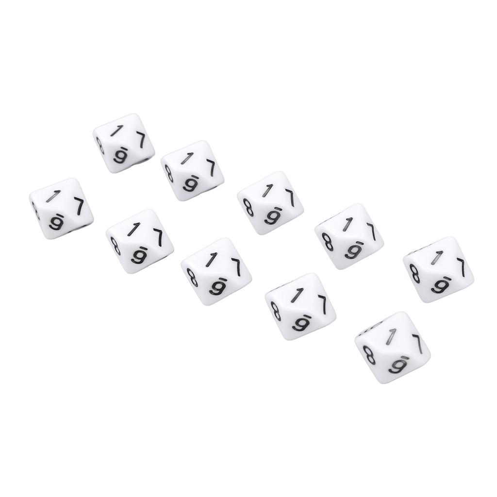20Pcs Dice 10 Sided Plastic Number Dice Home Decoration Ornament Game Accessory for Party White