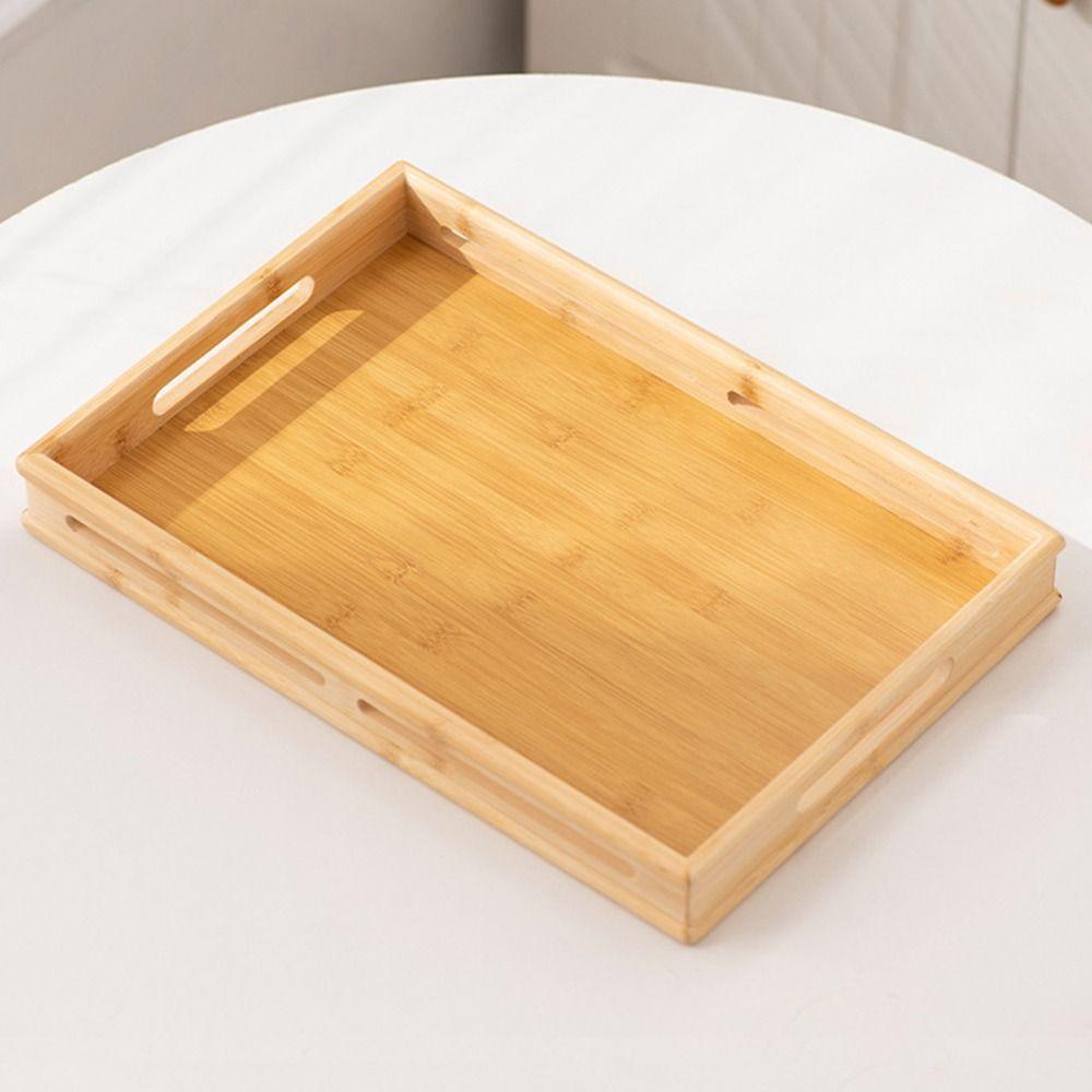 Bamboo Serving Tray with Handle Breakfast Tray Retro Food Tray  for Food Drinks Storage