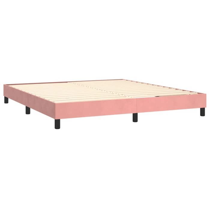 Struttura letto con materasso - Maison Exclusive - 160x200 cm - Velluto rosa - Massimo relax