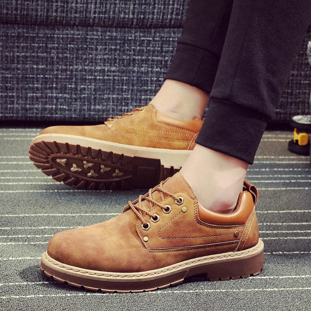 Mens Leather Shoes British Style Work Boots Fashion Casual Big Head Derbies Spring Autumn Shoes for Men