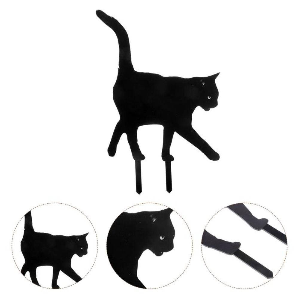 Black Acrylic Cat Stake Waterproof Simulation Black Cat Statue Cat Garden Stake Courtyard