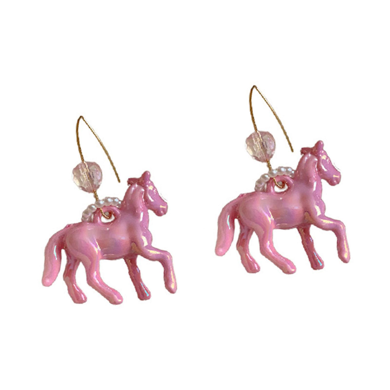 

Модные серьги-крючки в виде животных, подвески в виде маленьких лошадей из смолы для стильных женщин, уникальные украшения, рождественский подарок розовый