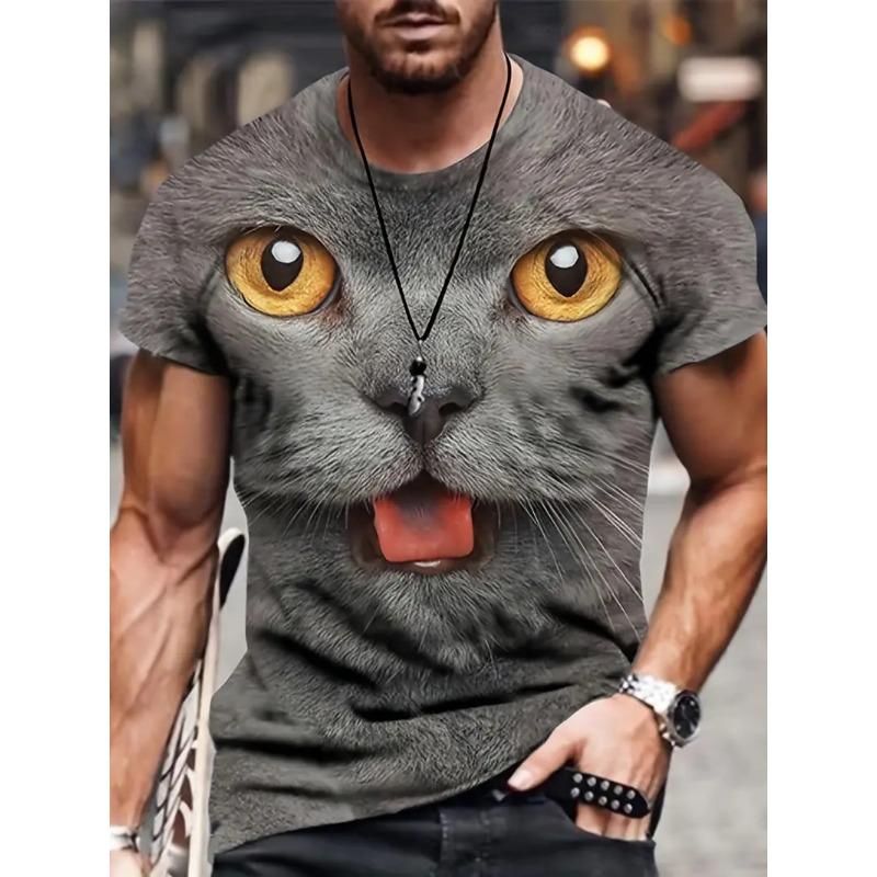 New Men's Novelty 3D Cat Full Print T shirt Casual Fashion Funny Short Sleeve T-shirt Unisex Top Summer Oversized Streetwear Tee
